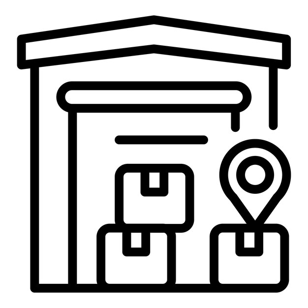 Vector de contorno del icono de ubicación del almacén Control digital Control de gestión