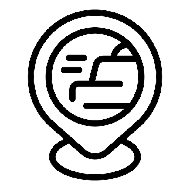 Vector de contorno del icono de ubicación del coche de taxi Centro del automóvil