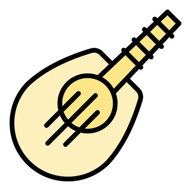 Vector de contorno del icono del ukelele guitarra hawaiana El color del instrumento musical es plano