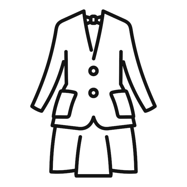 Vector de contorno de icono de uniforme universitario Traje de moda Niño de escuela