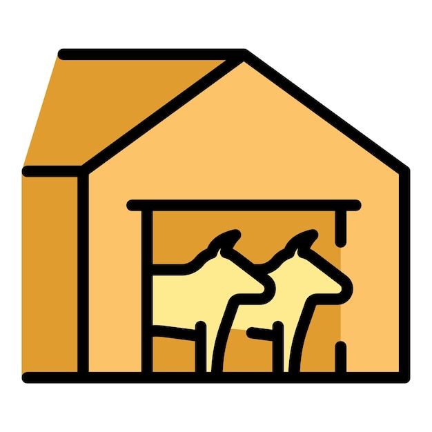 Vector de contorno del icono de la vaca de la granja Animal de raza Color plano del ternero de leche