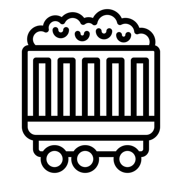 Vector de contorno del icono del vagón de material rodante locomotora de tren de mercancías