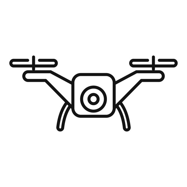Vector de contorno del icono del vehículo del avión no tripulado Operador de filmación
