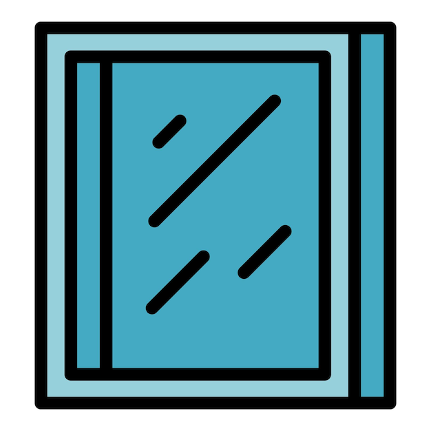 Vector de contorno de icono de ventana de vidrio Producción de fábrica Color plano de construcción del horno