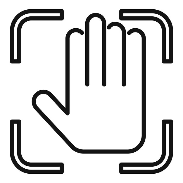 Vector de contorno de icono de verificación de la palma de la mano Escaneo inteligente bio