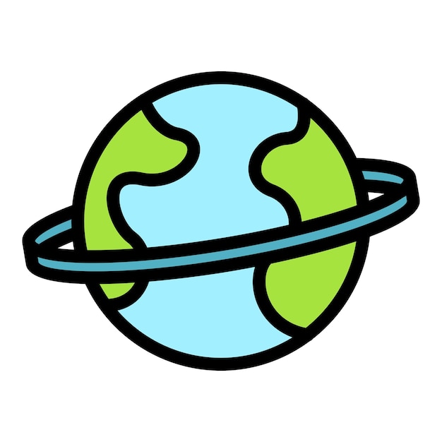 Vector de contorno de icono de viaje aéreo Mundo globo Tierra recorrido color plano