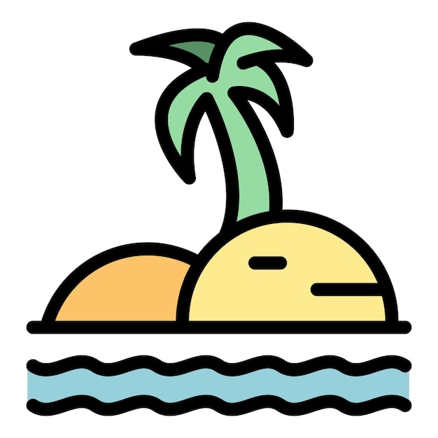 Vector de contorno de icono de viaje de la isla Ecoturismo Gente viaje color plano