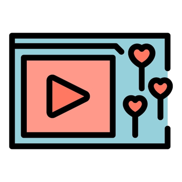 Vector de contorno de icono de video de influencia Medios sociales Color plano de marca digital