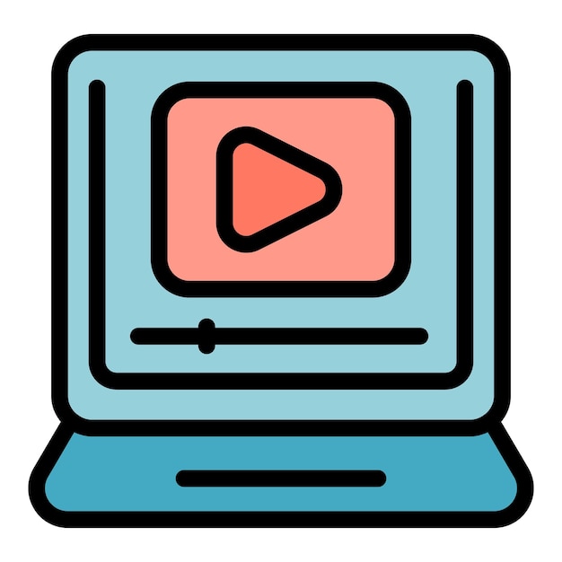 Vector de contorno de icono de videojuego Juego en línea Consola de PC color plano
