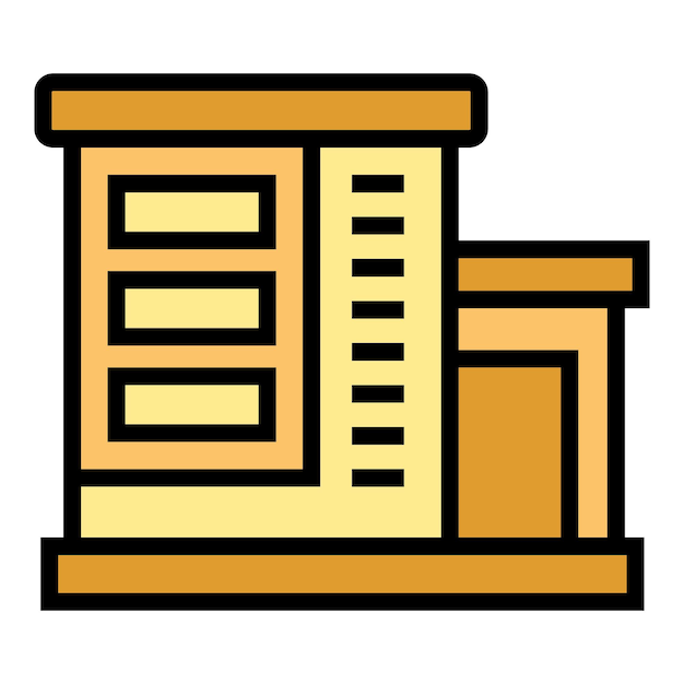 Vector de contorno de icono de villa moderna Edificio de cabaña Color plano de bienes raíces