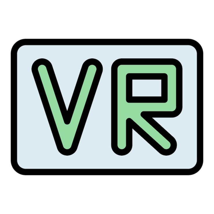 Vector vector de contorno de icono de vr digital tour virtual color de vídeo de ángulo plano