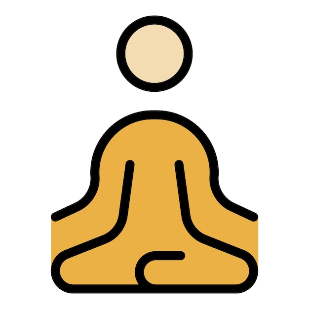 Vector de contorno de icono de yoga mental Mujer relajarse Habitación persona color plano