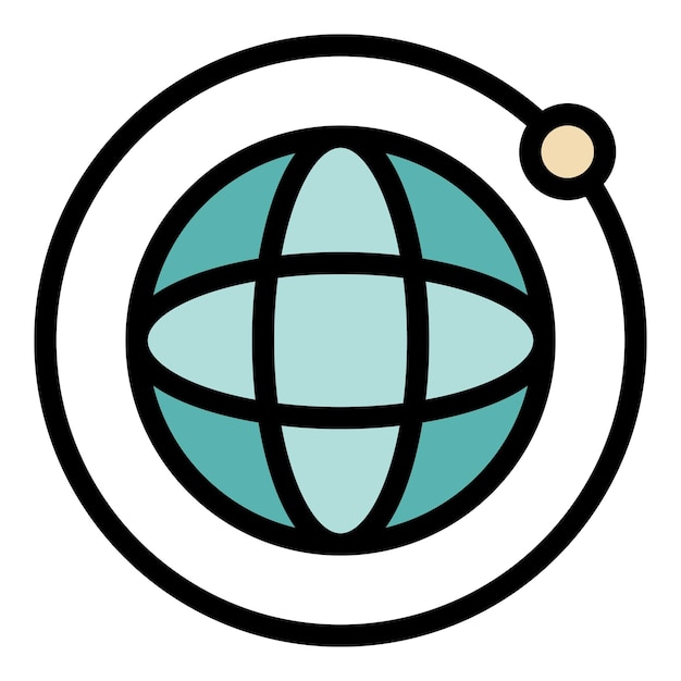 Vector de contorno de icono de zona horaria Reloj mundial Mapa internacional color plano