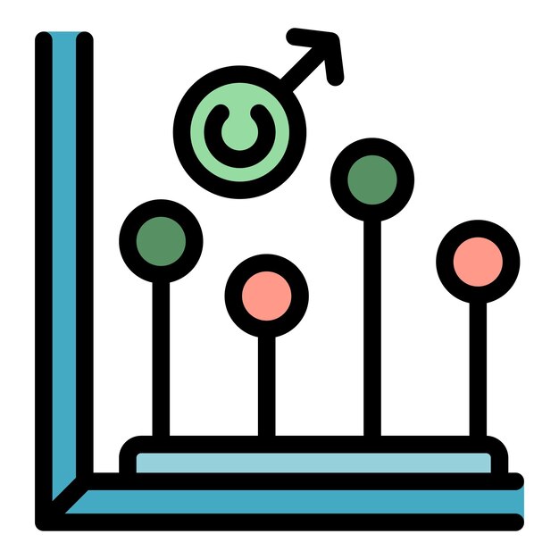 Vector de contorno de iconos de datos de derechos de autor Equipo humano Gráfico de tendencia de color plano