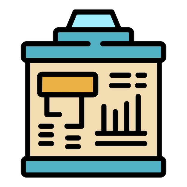Vector de contorno de iconos de datos estadísticos Investigación gráfica Gráfico de color plano del mercado