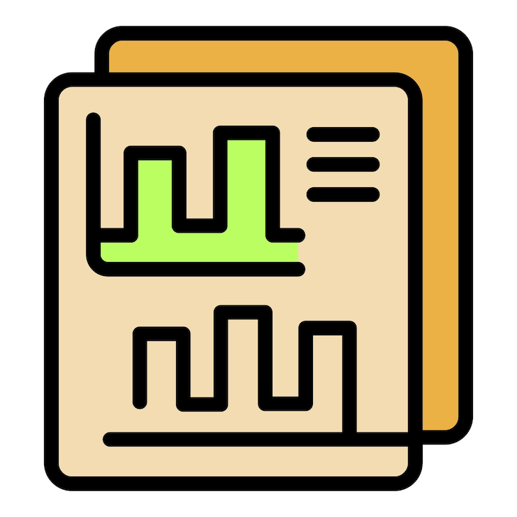 Vector vector de contorno de iconos de datos tecnológicos gráfico gráfico informe de mercado de color plano