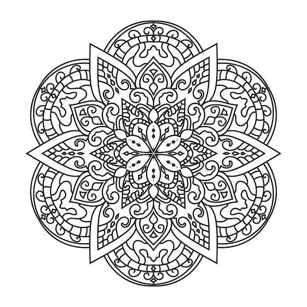 Vector contorno mandala diseño decorativo y ornamental para página de colorear círculos de mandala vectorial