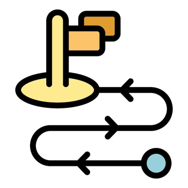 Vector de contorno de la ruta del icono del gerente de negocios Estrategia de la oficina Informe del proyecto Color plano