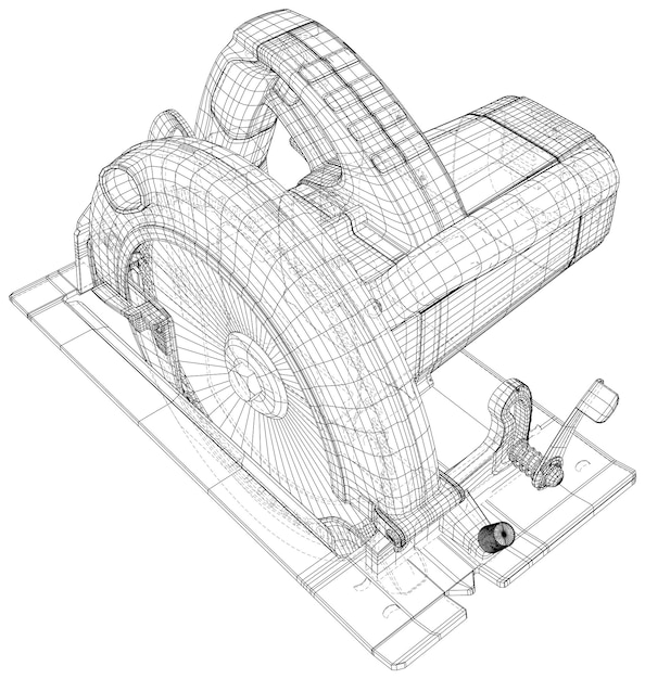 Vector contorno de sierra eléctrica marco de alambre sierra circular formato eps vector creado de d