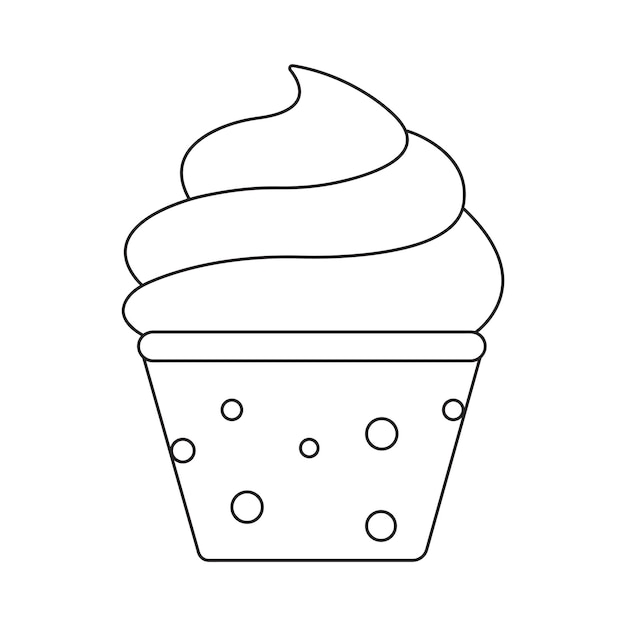 vector de contorno de taza de helado aislado sobre fondo blanco. vector de arte de línea de helado.