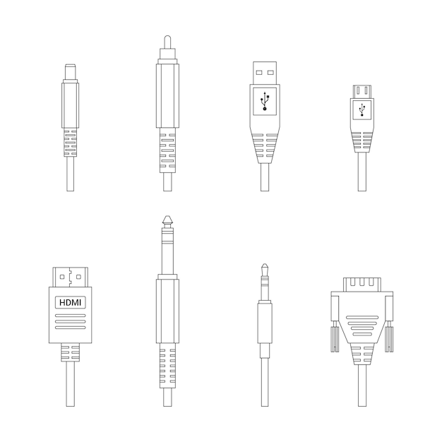 Vector de contorno varios conectores y entradas de audio