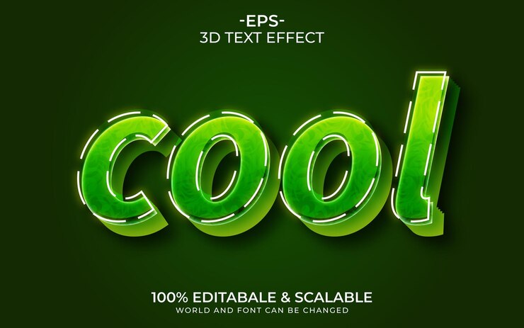 Vector vector cool efecto de texto 3d con plantilla de fondo degradado azul