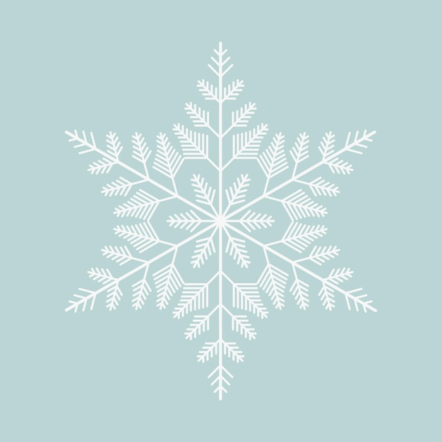 Vector de copo de nieve editable en color blanco de invierno y fondo azul