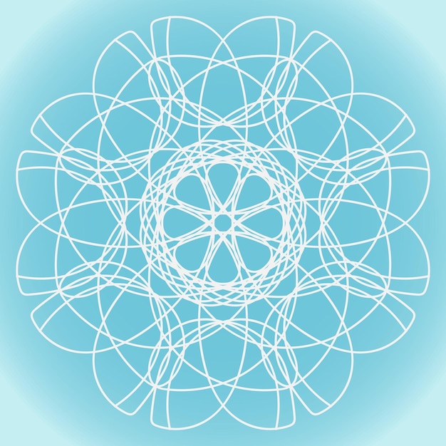 Vector de copo de nieve forma de encaje floral abstracta intrincada en un fondo de gradiente azul