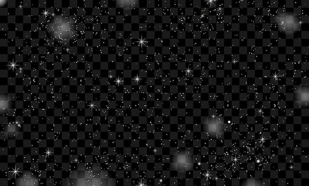Vector de copos de nieve y estrellas de fondo