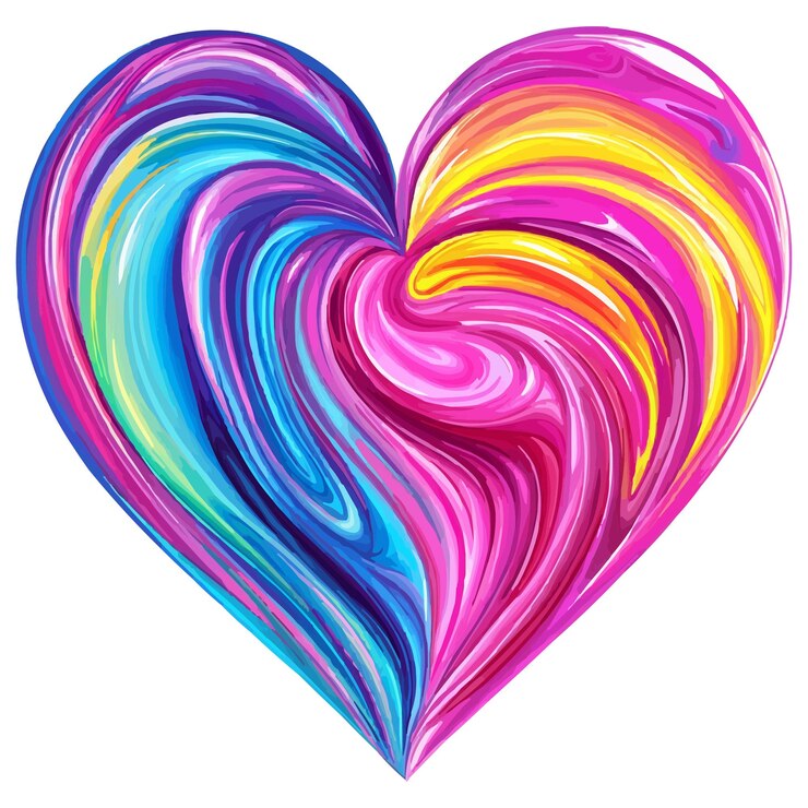 Vector vector corazón colorido hecho de colores vibrantes corazón hecho de colores arco iris giratorios