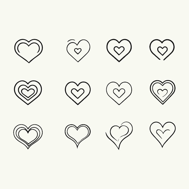 Vector vector de corazón conjunto de icono de corazón colección de forma de corazón ilustración de corazón en fondo blanco