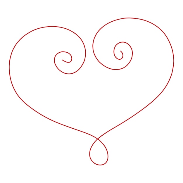 Vector corazón decoración elemento rojo lineart