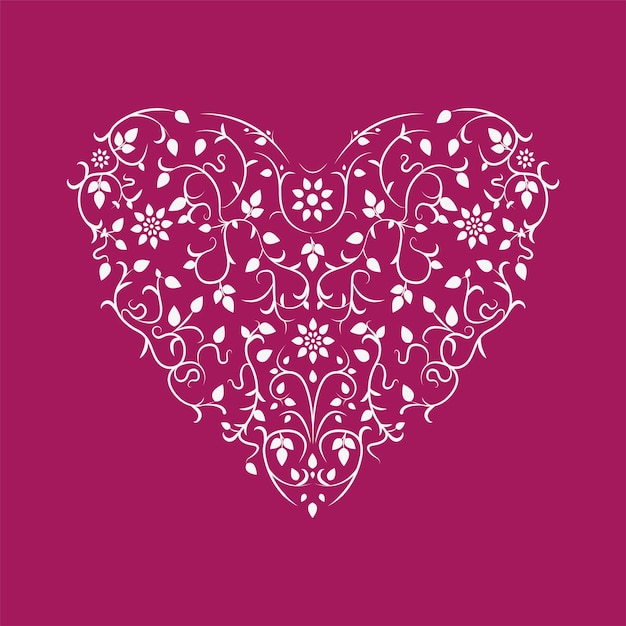 Vector corazón ornamental con diseño floral feliz día de san valentín tarjeta de felicitación creativa