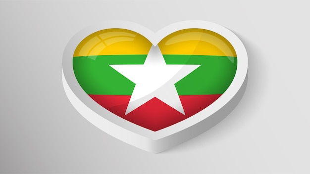 Vector Corazón patriótico con bandera de Myanmar Un elemento de impacto para el uso que desea hacer de él