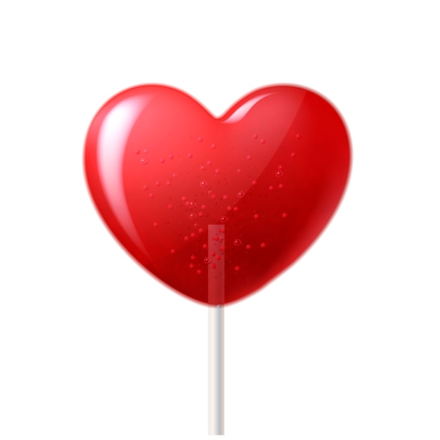 Vector corazón piruleta caramelo 3d día de san valentín dulce