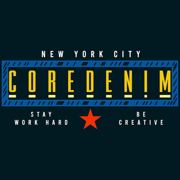 vector core denim ciudad de nueva york tipografía ilustración diseño