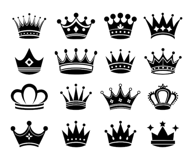 Vector de la corona elegante del rey y la reina