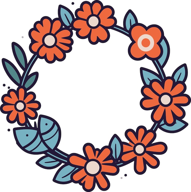 Vector de corona ilustrada de encanto rústico Set de corona vectorizada de flora festiva