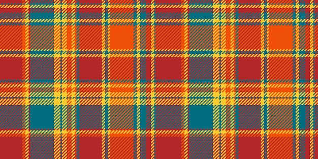 Vector de cosecha comprobación tartan comercio tela de fondo textil Estructura textura patrón de cuadros sin costura en ladrillo de fuego y colores cian