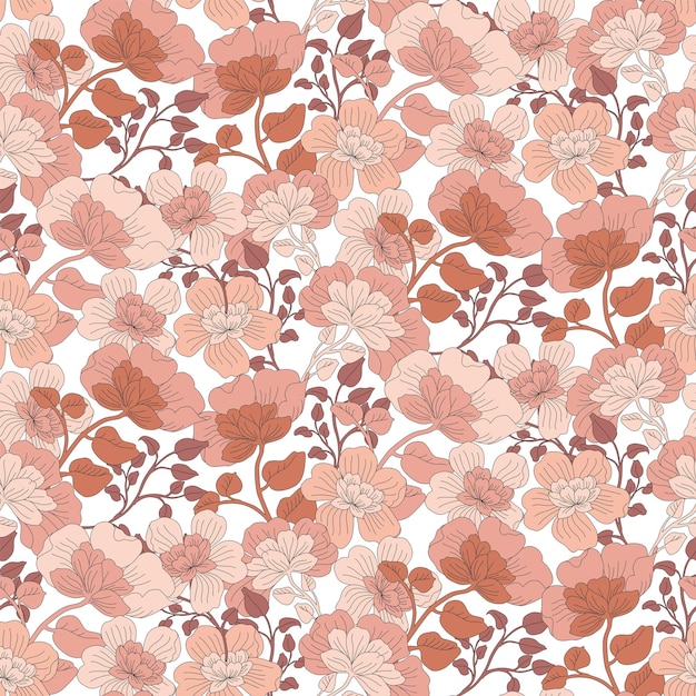 Vector sin costuras hermoso patrón floral telón de fondo de primavera y verano