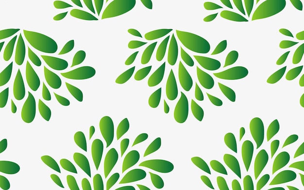 Vector sin costuras patrón floral abstracto con hojas forma de gota de agua ornamento gradiente verde