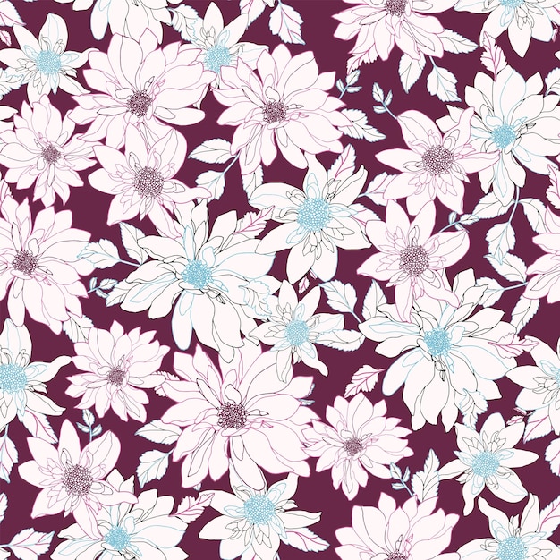 Vector sin costuras patrón floral de loto telón de fondo de primavera y verano