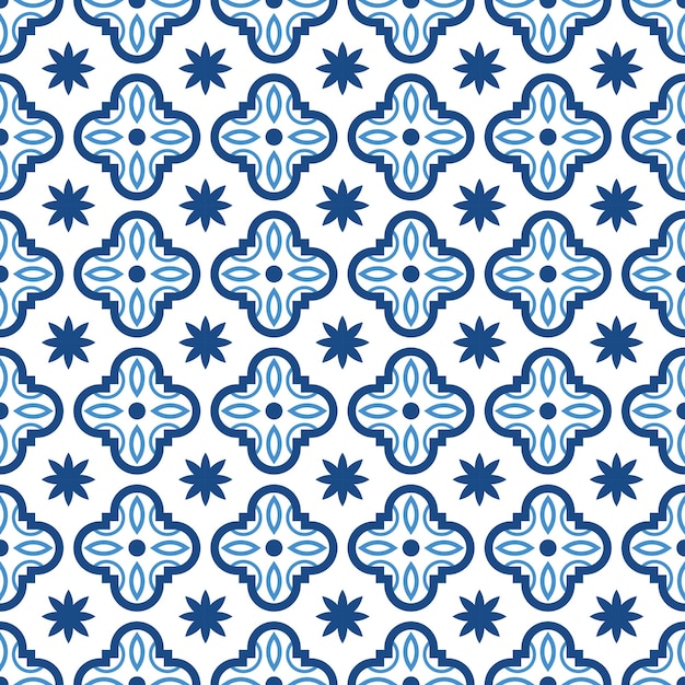 Vector vector sin costuras patrón geométrico elegante textura de azulejo azul y blanco fondo interminable decorativo