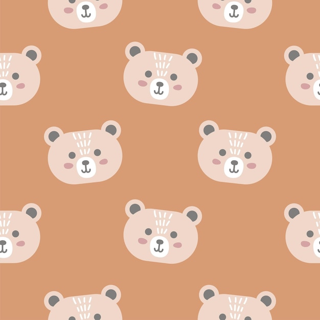 Vector sin costuras patrón infantil de un oso lindo de dibujos animados