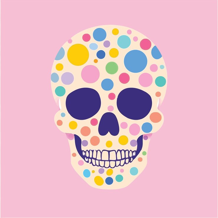 Vector vector de cráneo colorido vibrante y lúdico ilustración vectorial de diseño