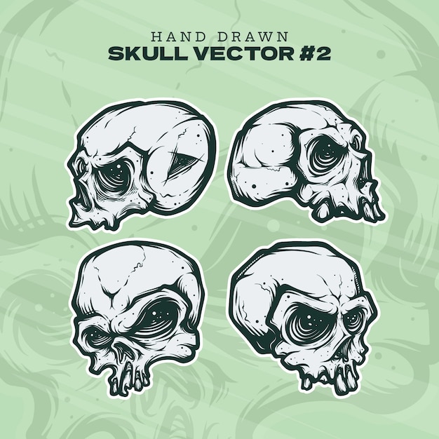 Vector de cráneo dibujado a mano 2
