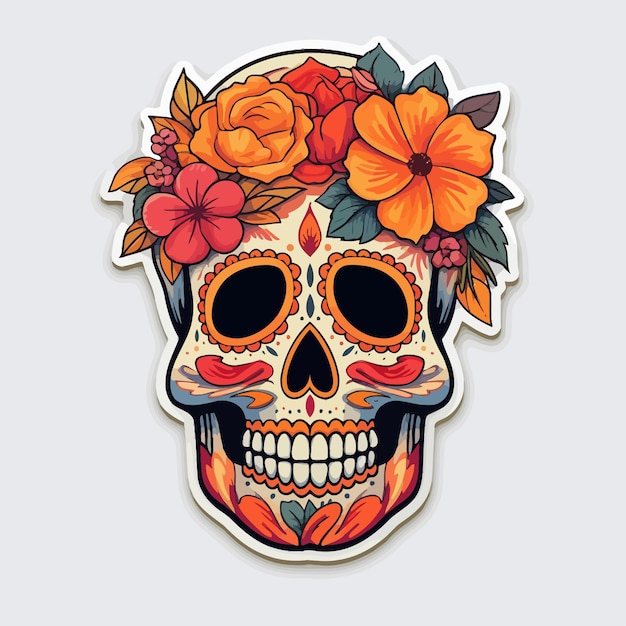 Vector de cráneo con flores