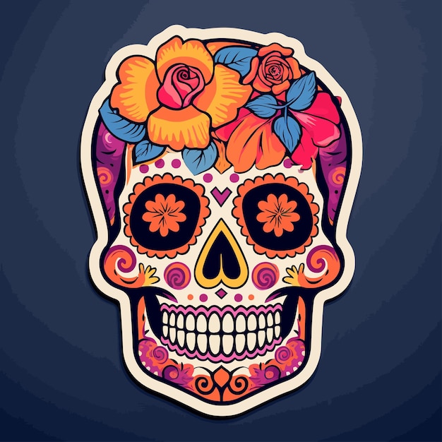 Vector de cráneo con flores