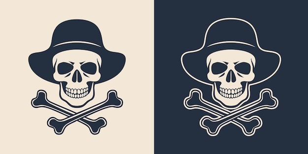 Vector de cráneo y huesos cruzados vintage