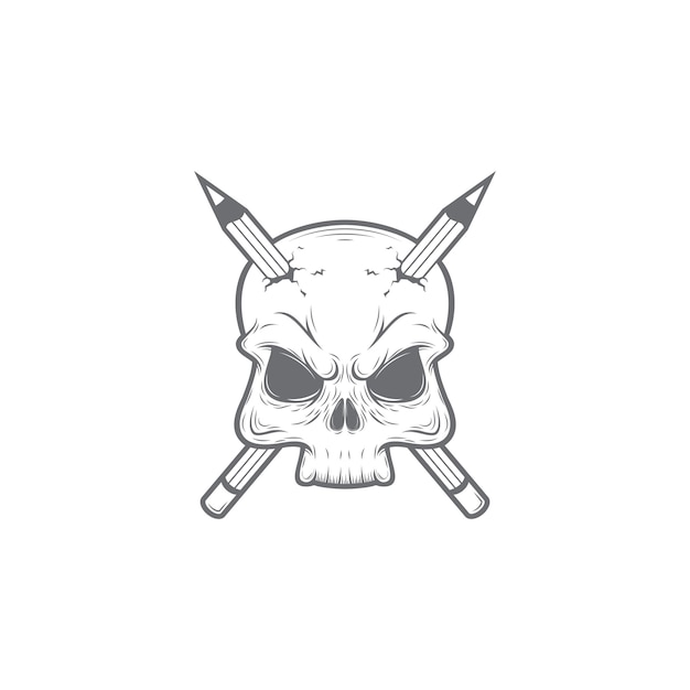 Vector de cráneo y lápiz